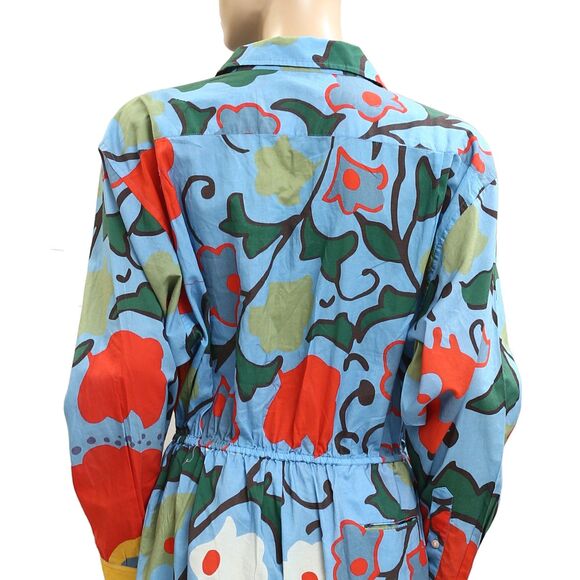 Rhode Resort Tara Jumpsuit Rainbow Floral Printed Collared Cotton L NEW 281977 - Picture 4 of 7